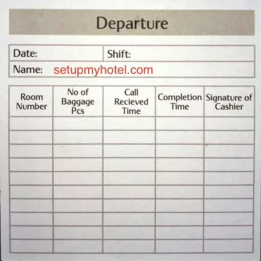 Departure Errand Card used in hotels