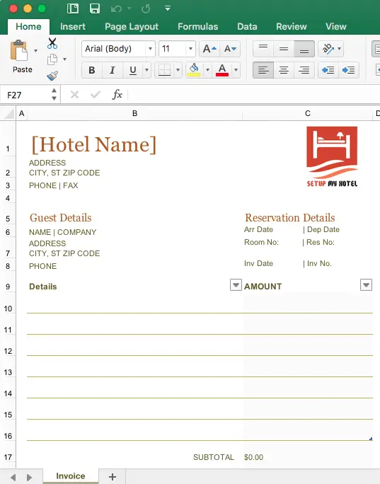 Download Hotel Invoice Sample In Excel Format | Hotel Bill Sample | Guest Folio Copy Excel