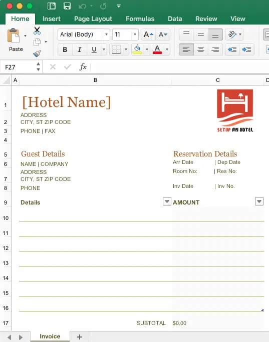 hotel bill format word hotel bill format in excel free download