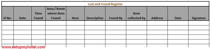 Lose lose lost формы. Журнал забытых вещей в гостинице. Lost and found register. Журнал регистрации забытых вещей. Журнал регистрации оставленных и забытых гостями вещей.