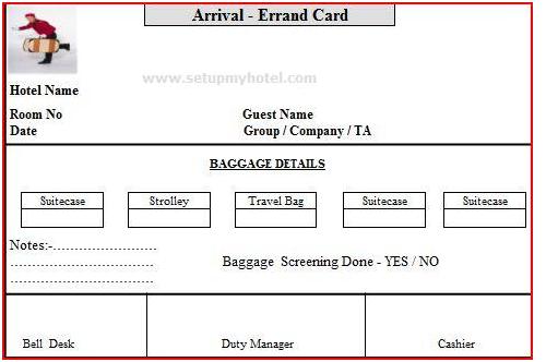  Bell Desk Errand Card Arrival and Departure Errand Card