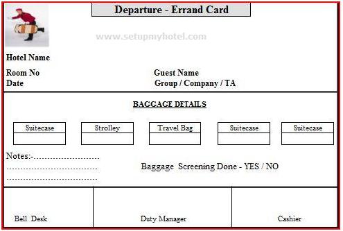 Bell Desk Errand Card Arrival And Departure Errand Card