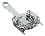 A cocktail strainer is a bar tool designed to separate the liquid components of a cocktail from the ice or other solid ingredients. It helps bartenders or home mixologists pour a well-mixed and chilled drink into a glass while leaving behind any ice, fruit pulp, or other solids that were used during the mixing process. There are a few common types of cocktail strainers:

Hawthorne Strainer:

The Hawthorne strainer is the most common type of cocktail strainer.
It consists of a flat, perforated metal disc with a coiled spring or wire around its edge.
The spring helps hold the strainer in place over the mouth of the mixing glass or shaker.
It is particularly useful when pouring from a mixing glass or a Boston shaker.
Julep Strainer:

The Julep strainer has a bowl-shaped design with a handle.
It is ideal for straining stirred cocktails directly from a mixing glass.
Bartenders often use it for drinks that are prepared by stirring in a mixing glass without shaking.
Fine Mesh Strainer:

A fine mesh strainer, often called a double strainer, is used in conjunction with another strainer, usually the Hawthorne strainer.
It has a fine mesh basket that catches smaller particles, ensuring an extra level of filtration for a smoother cocktail.
How to Use a Cocktail Strainer:

Hawthorne Strainer:

Place the Hawthorne strainer over the opening of the mixing glass or shaker.
Hold it securely with one hand while using the other hand to pour the liquid into the serving glass.
Julep Strainer:

After stirring a cocktail in a mixing glass, place the Julep strainer inside the mixing glass.
Hold the strainer in place with your finger and strain the liquid into the serving glass using the Julep strainer.
Fine Mesh Strainer:

When using a fine mesh strainer, hold it over the serving glass in addition to the primary strainer (e.g., Hawthorne strainer).
Pour the liquid through both strainers to ensure a smoother, debris-free cocktail.
Cocktail strainers are crucial tools for achieving the desired texture and clarity in cocktails. They help deliver a clean and well-strained drink, enhancing the overall drinking experience. The choice of strainer often depends on the mixing method (shaking or stirring) and personal preference.