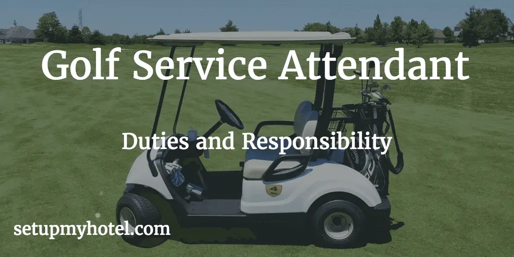 Golf Service Attendant Duties and responsibility, As a Hotel Golf Services Attendant, you will be responsible for providing exceptional service to guests who are visiting the hotel golf course. Your duties will include ensuring that the golf carts are clean and fully stocked with necessary equipment, assisting guests with their golf bags, and providing helpful information about the golf course. You will also be responsible for maintaining the golf course by repairing divots, raking sand traps, and picking up litter. Additionally, you will be expected to assist with managing tee times and ensuring that the pace of play is maintained. To be successful in this role, you should have a friendly and outgoing personality, excellent communication skills, and a passion for the game of golf. You should also be physically fit and able to lift heavy golf bags.