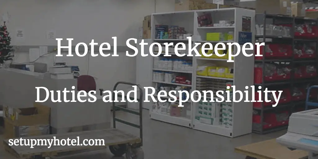 Hotel Storekeeper duties job description, The position of Hotel Storekeeper is an important one in the hospitality industry. The Storekeeper is responsible for the upkeep and management of the hotel's inventory and stock, ensuring that all necessary items are available when needed. This involves coordinating with various departments within the hotel, including housekeeping, food and beverage, and maintenance, to ensure that all supplies are in stock and readily available. The ideal candidate for this position should have excellent organizational skills, as well as the ability to multitask and work well under pressure. Attention to detail is a must, as the Storekeeper must keep accurate records of all inventory and stock, and be able to identify when supplies are running low and need to be replenished. In addition to managing inventory, the Storekeeper may also be responsible for overseeing the hotel's receiving and storage areas, ensuring that all deliveries are properly received, inspected, and stored in accordance with hotel policies and procedures. The Storekeeper may also be required to handle any issues or concerns related to inventory or stock, and work with vendors and suppliers to resolve any problems that may arise. Overall, the Hotel Storekeeper plays a vital role in the smooth operation of a hotel, and requires a dedicated and detail-oriented individual to excel in the position.