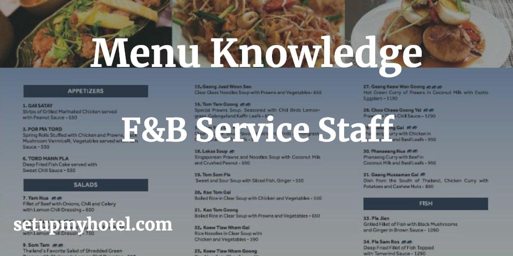 A well-trained food and beverage (F&B) service staff is crucial to the success of any restaurant, café, or bar. One skill that is often overlooked but incredibly important is basic menu knowledge. Knowing the ins and outs of the menu can help staff answer customer questions, make recommendations, and ultimately provide a better dining experience. First and foremost, staff should be familiar with all the items on the menu, including the ingredients and preparation method. This will allow them to accurately answer any questions customers may have about the dishes. Additionally, staff should be aware of any dietary restrictions or allergies that certain dishes may contain, so they can inform customers of potential issues. Another important aspect of menu knowledge is understanding how to make recommendations. Staff should be able to suggest dishes based on the customer's preferences, such as dietary restrictions, flavor profiles, or even just personal taste. They should also be able to suggest wine or beverage pairings to enhance the overall dining experience. Lastly, staff should be aware of any specials or promotions that the restaurant is offering. This information can be helpful in making recommendations or encouraging customers to try new dishes. Overall, basic menu knowledge is an essential skill for any F&B service staff member. By understanding the menu, staff can provide better customer service and ensure customers have a positive dining experience.