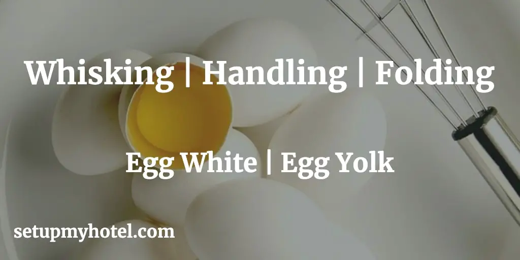 Methods of Whisking, Handling and Folding Egg White and Egg Yolk 1. How to separate egg white and egg yolk professionally? The best way to separate the white and yolk is by using the eggshell.  Avoid breaking the egg into one hand and allow the white to run through the finger.  The white can absorb grease and odours which will inhibit its beating qualities.  Have two bowls ready, Crack the egg as close to its center as possible by hitting the shell firmly against the edge of a bowl or the sharp edge of a counter.  Using your thumbs, pull shells apart, allowing some of the white to fall into The bowl.  Pour yolk from the shell into the shell, allowing white to dribble into the bowl.  Use one side of the shell to detach the remaining white from the yolk.  Use a shell half to remove.  Any bits of yolk that might slip into the bowl.  Place the yolk gently into the second bowl.