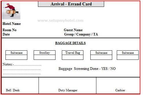 arrival errand card
