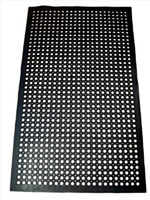 A bar floor mat is a rubber or cushioned mat designed to be placed on the floor behind a bar counter. It serves several purposes in a bar or restaurant setting:

Spillage Absorption: One of the primary functions of a bar floor mat is to absorb spills and drips that may occur during the preparation of drinks. It helps keep the floor dry and prevents slips and falls.

Comfort for Bartenders: Bartenders often stand for long periods, and the cushioning provided by bar floor mats helps reduce fatigue and discomfort. The anti-fatigue properties of these mats can make it more comfortable for bartenders who spend extended hours on their feet.

Glassware Protection: The rubber surface of the mat provides a soft landing for glassware, reducing the risk of breakage when glasses are placed on the bar counter. It also prevents glassware from sliding around.

Easy Cleanup: Bar floor mats are designed to be easy to clean. They can be quickly wiped down or hosed off to remove spilled liquids and debris.

Non-Slip Surface: The rubber material often has anti-slip properties, enhancing safety in a busy and fast-paced environment where spills are common.

Aesthetics: Beyond functionality, bar floor mats can contribute to the overall aesthetics of the bar area. They come in various sizes, shapes, and colors to complement the bar's decor.

When selecting a bar floor mat, consider factors such as size, thickness, and durability based on the specific needs and layout of the bar. Proper maintenance, including regular cleaning, is essential to ensure the mats remain effective and hygienic.