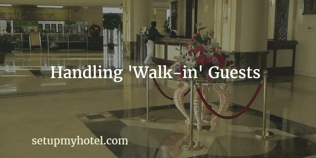 Handling walk-in guests can be a challenging task, but with the right approach, it can be a great opportunity to showcase your hospitality skills. First and foremost, greet the guest with a warm smile and make them feel welcomed. Ask them how you can assist them and if they need any help with their itinerary or navigating the area. If the guest is looking for accommodation, have a list of available rooms ready and show them around the property. Highlight the amenities and services that your establishment offers and answer any questions they may have. If there are no available rooms, offer to help them find alternative accommodation in the area. It's important to be attentive to the guest's needs and make them feel valued. Offer them a drink or a snack while they wait, and make sure to keep them updated throughout the process. Once the guest is settled, follow up with them to ensure they have everything they need and their stay is enjoyable. In summary, handling walk-in guests requires a friendly and attentive approach. By providing excellent customer service and making them feel welcomed, you can turn their visit into a positive experience and potentially gain a loyal customer.