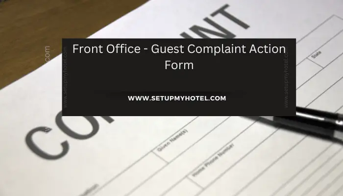 The Front Office - Guest Complaint Action Form is a tool used by hotels to address any concerns or complaints raised by their guests. This form helps the hotel staff to document the issue reported by the guest, including the date, time, and location of the incident, as well as the name and room number of the guest. The form also asks for a detailed description of the complaint and the steps taken by the staff to resolve it. This information is useful for the hotel management to identify any recurring issues that may need attention and to ensure that the hotel staff is properly trained to handle guest complaints. The Front Office - Guest Complaint Action Form is an essential part of the hotel's customer service strategy. By addressing guest complaints promptly and effectively, the hotel can maintain a positive reputation and ensure that its guests have a pleasant and memorable stay.