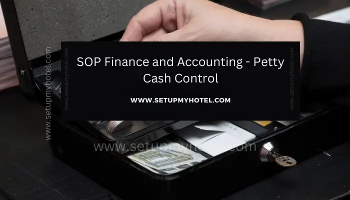 Petty cash control is an essential aspect of finance and accounting in hotels. It involves the management of small amounts of cash that are used for various expenses such as stationery, cleaning supplies, and other small purchases. To ensure proper management of petty cash, hotels should have a standard operating procedure (SOP) that outlines guidelines to be followed by staff members responsible for the petty cash.
