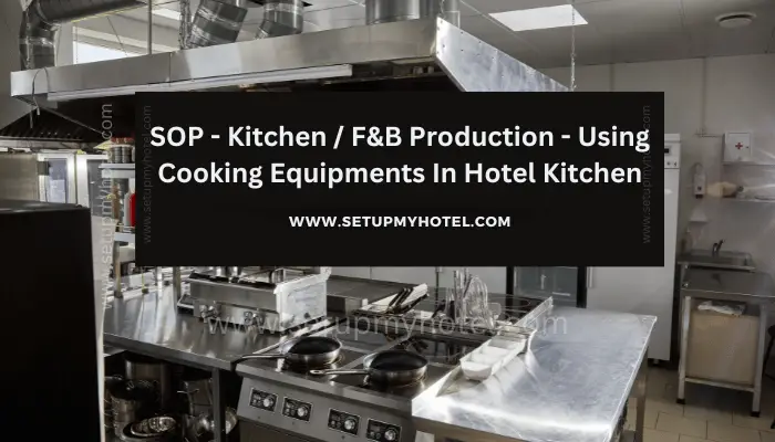 Using cooking equipment in a hotel kitchen requires a strict adherence to standard operating procedures (SOPs) to ensure food safety and hygiene. The first step is to ensure that all equipment is clean and sanitized before use. This includes ovens, stoves, grills, fryers, and any other cooking equipment. It is also important to ensure that all equipment is in good working condition and properly calibrated.