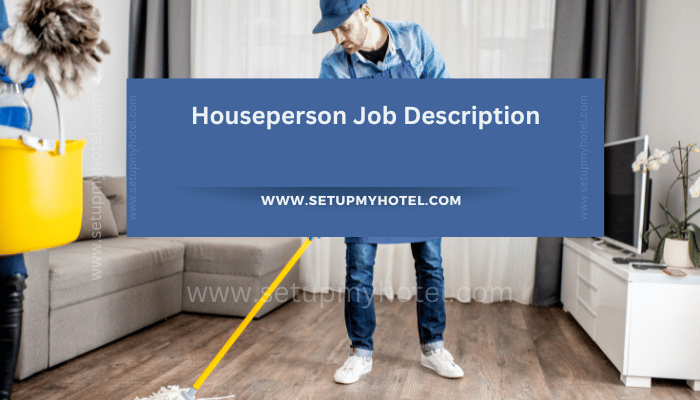 A houseperson is an important member of the housekeeping team in a hotel or resort. They are responsible for ensuring that the hotel's public areas, such as lobbies, hallways, and elevators, are clean and well-maintained. Housepersons may also be responsible for delivering linens and supplies to guest rooms, as well as removing dirty linens and trash from guest rooms. They may also assist with other tasks as needed, such as setting up for events or helping with laundry. To be successful in this role, a houseperson should have good time management skills, be able to work independently, and have a strong attention to detail. They should also be physically fit and able to lift heavy items, such as bags of linens or cleaning equipment. Overall, a houseperson plays a crucial role in ensuring that guests have a comfortable and enjoyable stay at a hotel or resort.