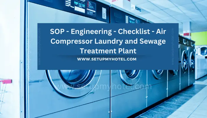 An air compressor is a vital part of any laundry and sewage treatment plant. It helps power the equipment that cleans and processes the wastewater and laundry. To ensure that the air compressor is functioning properly, it is important to have a standard operating procedure (SOP) in place.