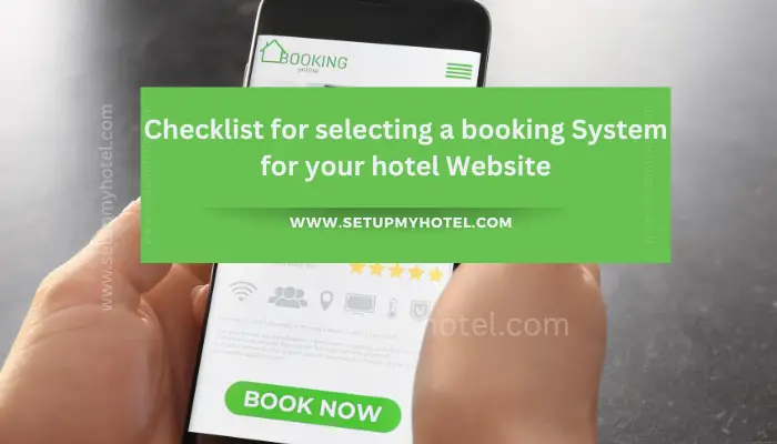 Checklist for selecting a booking System for your hotel Website An integral part of any Hotel website is its capability to generate maximum online bookings from its website, As a decision maker or the owner it is crucial to select the right booking engine for your hotel website when it comes to return on investments, usability, multi-platform availability, and functionality. At present many companies in the market allow you to accept bookings online either through your website or through a third-party booking site. All of these systems offer Quick and efficient ways to manage your internet bookings, administration and management of room availability, and prices, send automated confirmation letters, and also link to a payment gateway.