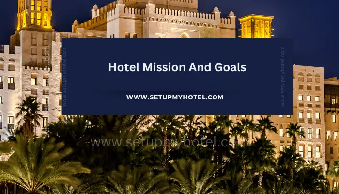 The mission and goals of a hotel are crucial in defining the direction and purpose of the establishment. The mission statement should communicate the values and vision of the hotel to guests and employees alike. It should outline the purpose of the hotel and what it aims to achieve in terms of service, experience, and overall guest satisfaction. The goals of a hotel should align with its mission statement. They should be specific, measurable, achievable, relevant, and time-bound. Common goals for hotels include improving guest experience, increasing occupancy rates, enhancing staff training and development, and increasing revenue and profitability. Overall, a hotel's mission and goals should reflect its commitment to providing exceptional service and creating memorable experiences for guests. By setting clear objectives and working towards them, hotels can ensure that they are constantly improving and delivering on their promises to guests.