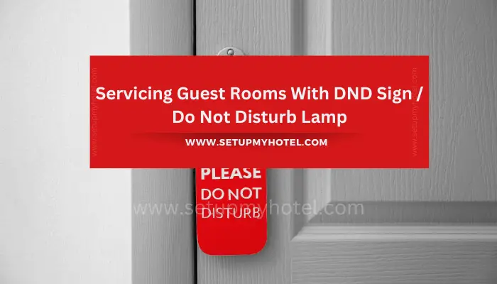 As a hotel staff member, it is important to respect the privacy of guests who have placed a "Do Not Disturb" sign or lamp outside their room. While it may be tempting to enter the room to clean or tidy up, it is crucial to wait until the sign is removed or until the guest requests service. When servicing a room with a DND sign, it is still important to check the room's safety and security features, such as ensuring that all windows and doors are properly closed and locked. If there are any concerns about the safety or welfare of the guest, it may be necessary to contact hotel management or security. It is also important to communicate with guests about their preferences for room service. Some guests may prefer to have their room serviced at specific times or with certain frequency, while others may prefer to have minimal interruptions during their stay. By providing clear and respectful communication, hotel staff can ensure that guests feel comfortable and valued during their stay.